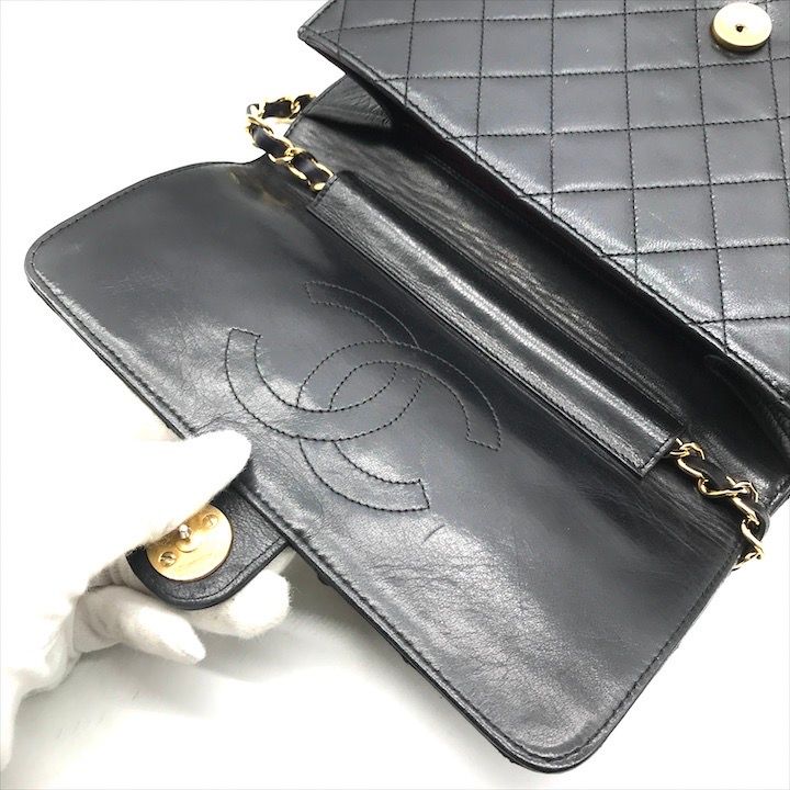 良品 CHANEL シャネル マトラッセ ラムスキン ココマーク プッシュロック チェーン ショルダー バッグ ブラック a3431 CHANEL（シャネル） マトラッセ ココマーク プッシュロック チェーン