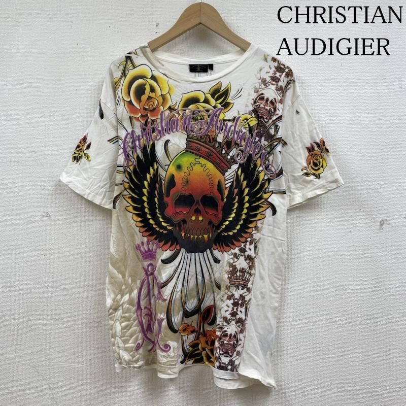 Christian Audigier スカル　骸骨　半袖　ロング　Tシャツ ビッグサイズ Christian Audigier スカルTシャツ ブラック