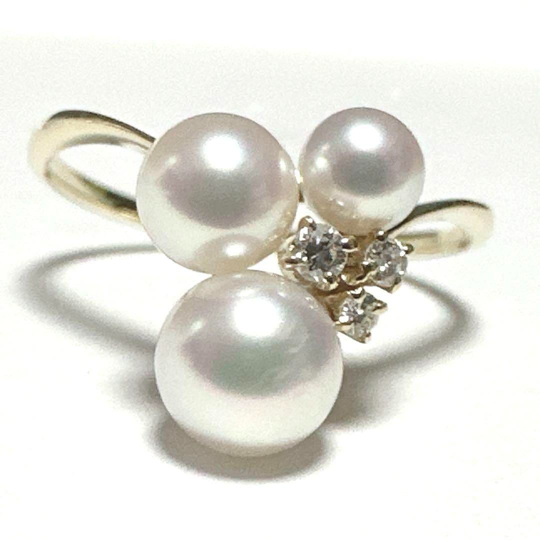 極美品 MIKIMOTO ミキモト 指輪 リング K18 パール ダイヤモンド 