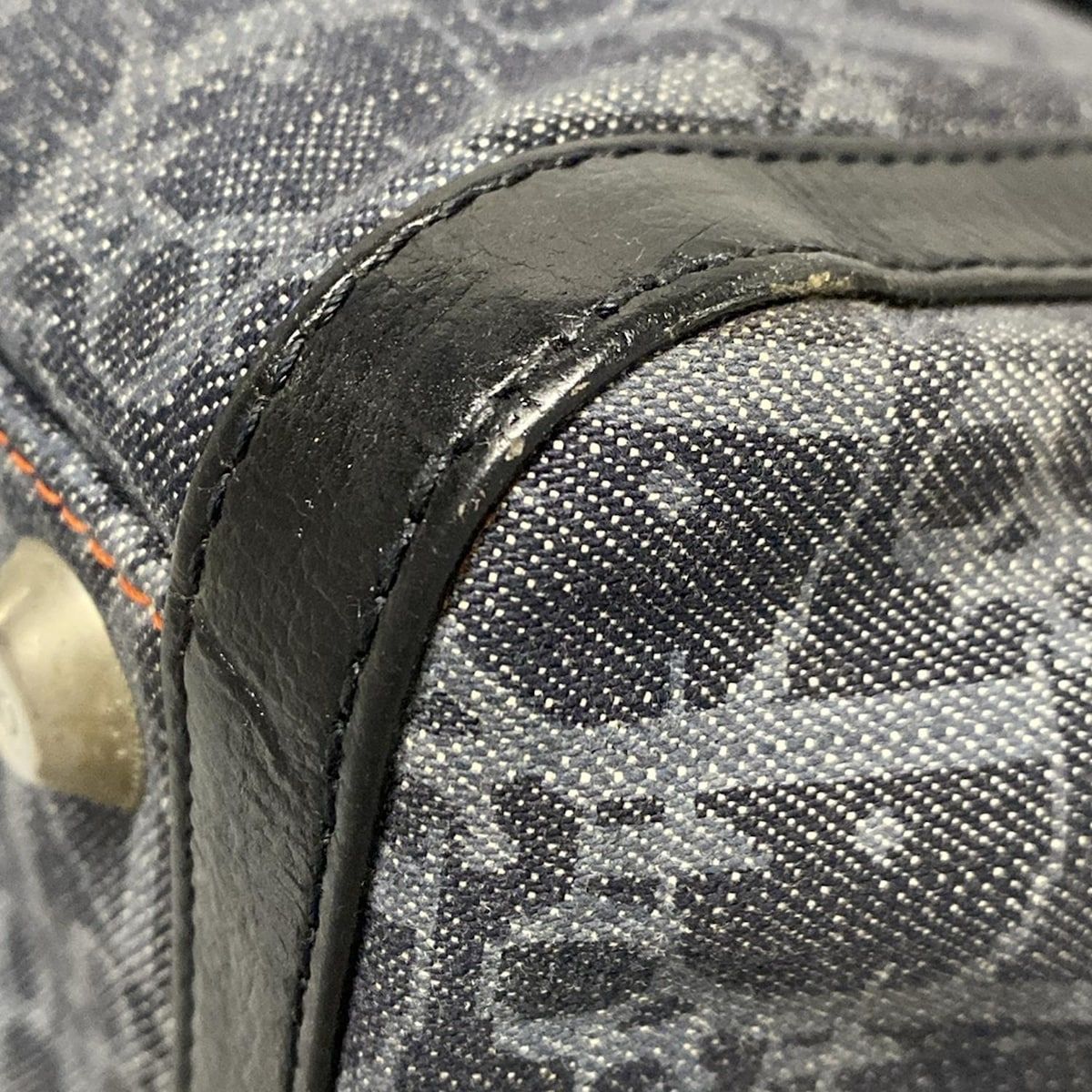 ネイビー×グレー×オレンジ レザー