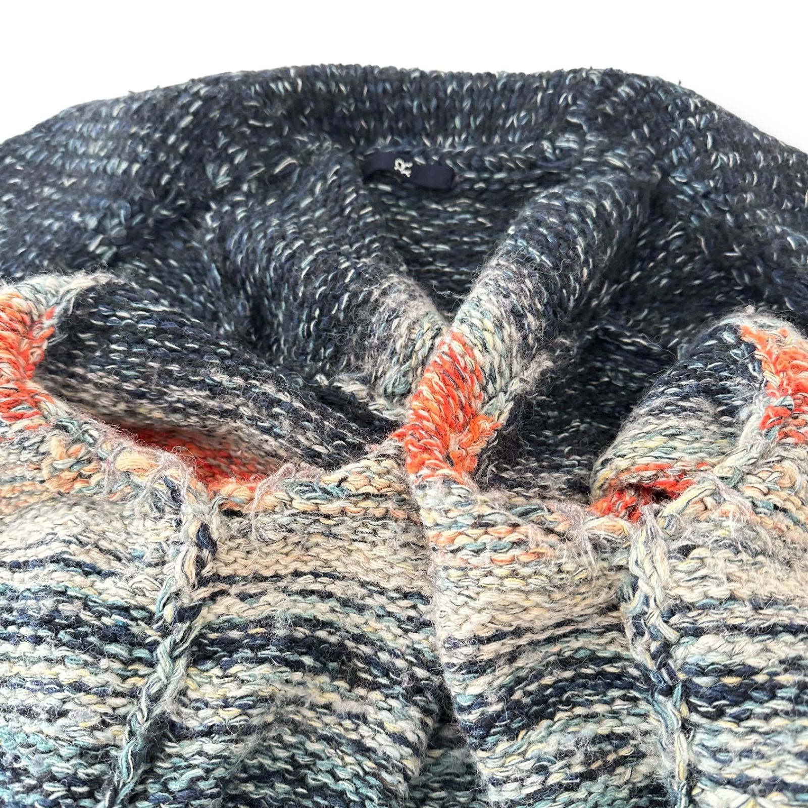 45R アルパカ混 ニット ガウンカーディガン マルチカラーボーダー