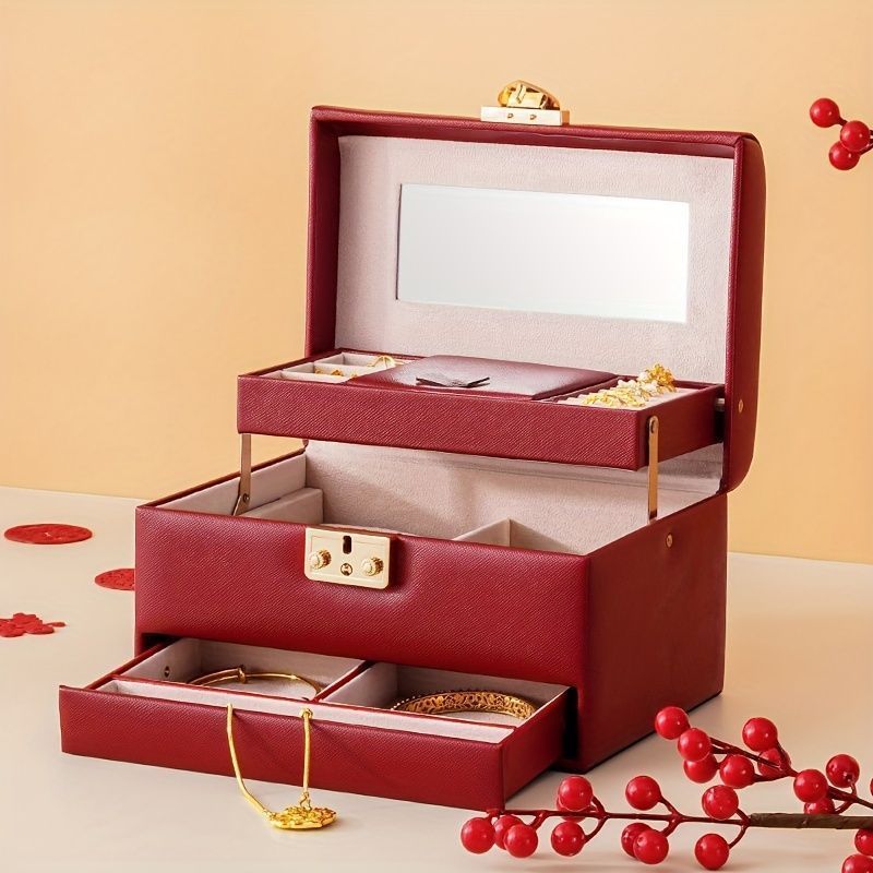 ジュエリー ボックス ハート形 バックル ヴィンテージ調 ミラー 鍵