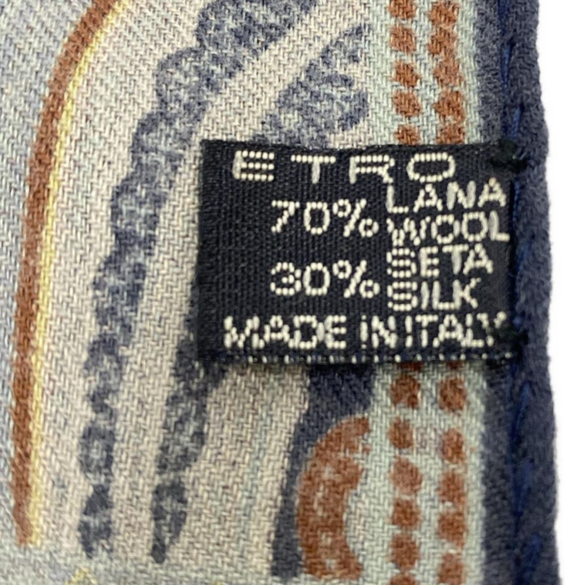 ETRO エトロ ストール ショール - ライトブルー×マルチ ペイズリー柄 ウール シルク