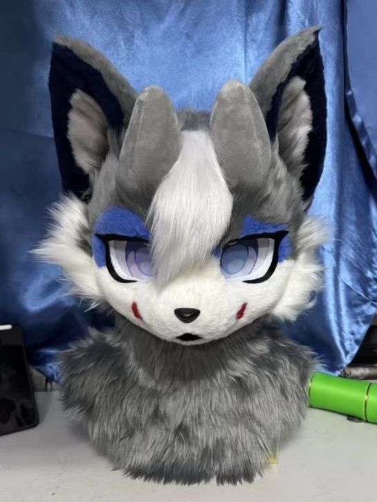 着ぐるみヘッド 狼 グレー 全頭ヘッド ケモノ ファースーツ ぬいぐるみ コスプレ コスチューム kigurumi