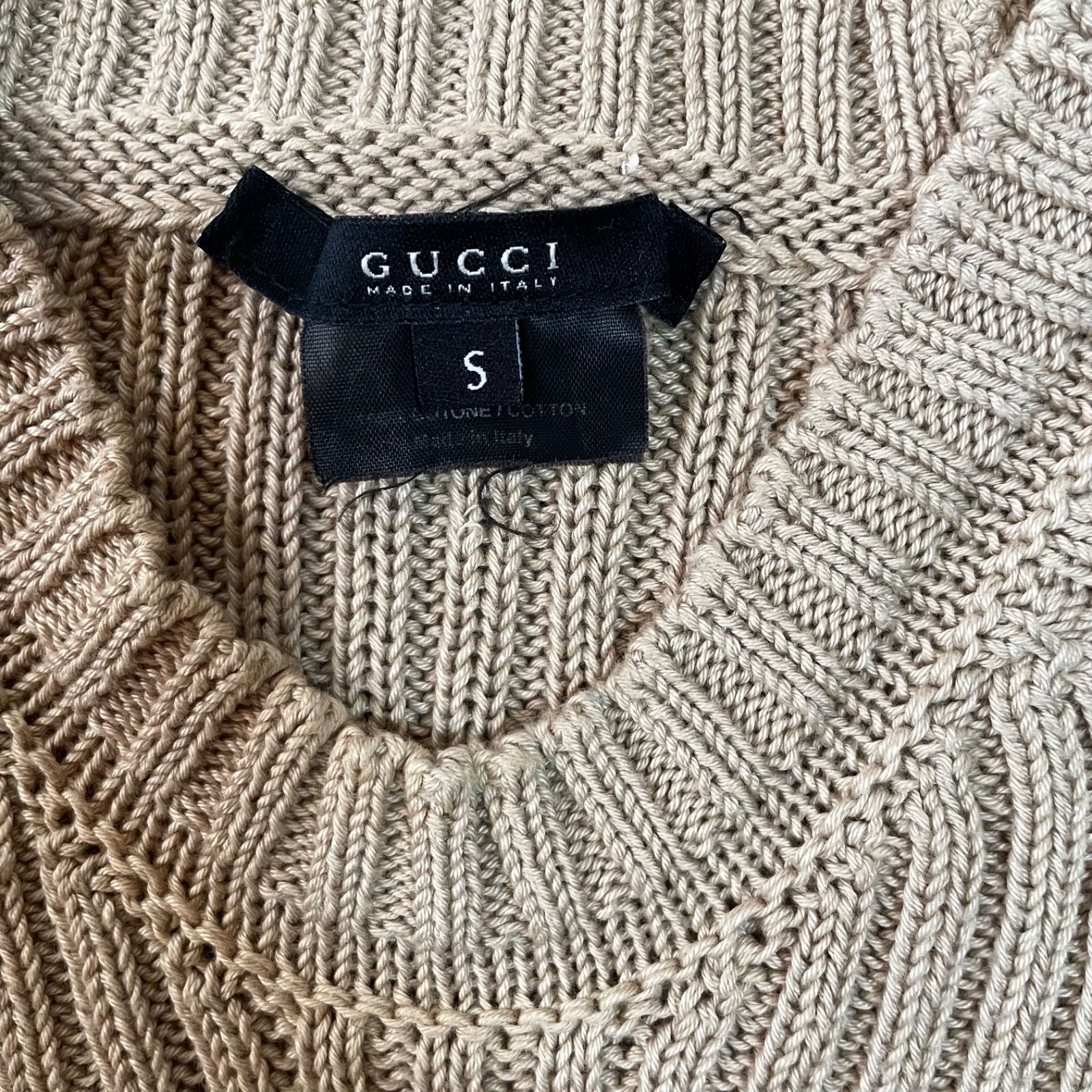 ☆GUCCI グッチ ニット セーター S コットン リブ 長袖 クルーネック