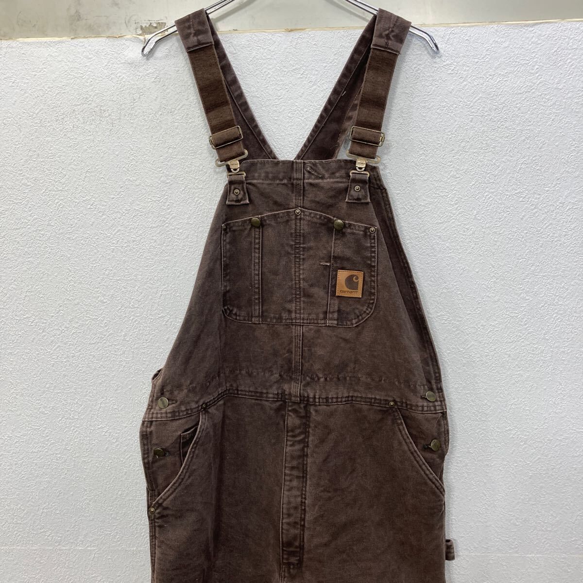 carhartt 中綿 ダック ダブルニー オーバーオール W40 ブラウン