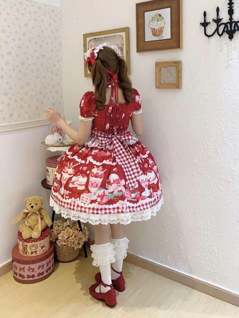 イチゴ柄ロリータワンピース♪♪女子会にぴったりお出かけコーデ