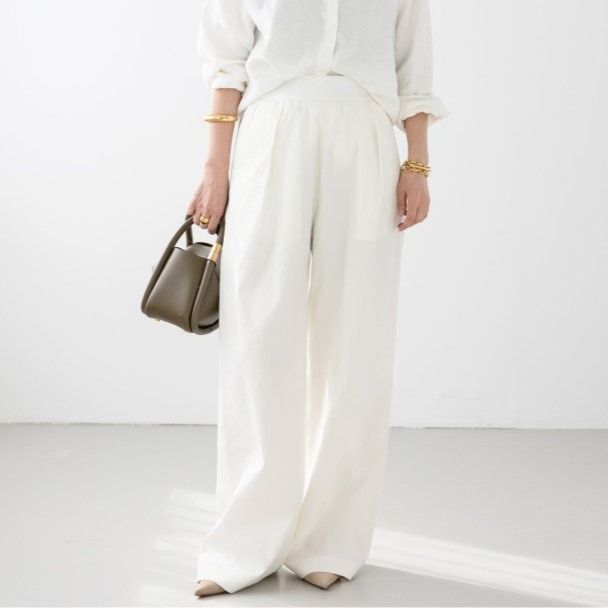 MUSE de Deuxieme Classe ミューズドゥドゥーズィエムクラス 23030500412010 *Stretch twill タックパンツ レディース ホワイト 36