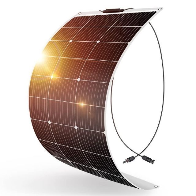 DOKIO ソーラーパネル 100W フレキシブル MC4 コネクター 12ｖバッテリーやポータブル電源適用 単結晶 高効率 鳩目付き 曲げ 超薄型 超軽量 RV キャンピングカー 船舶 テント アウトドア 住宅 防災グッズなどに活躍