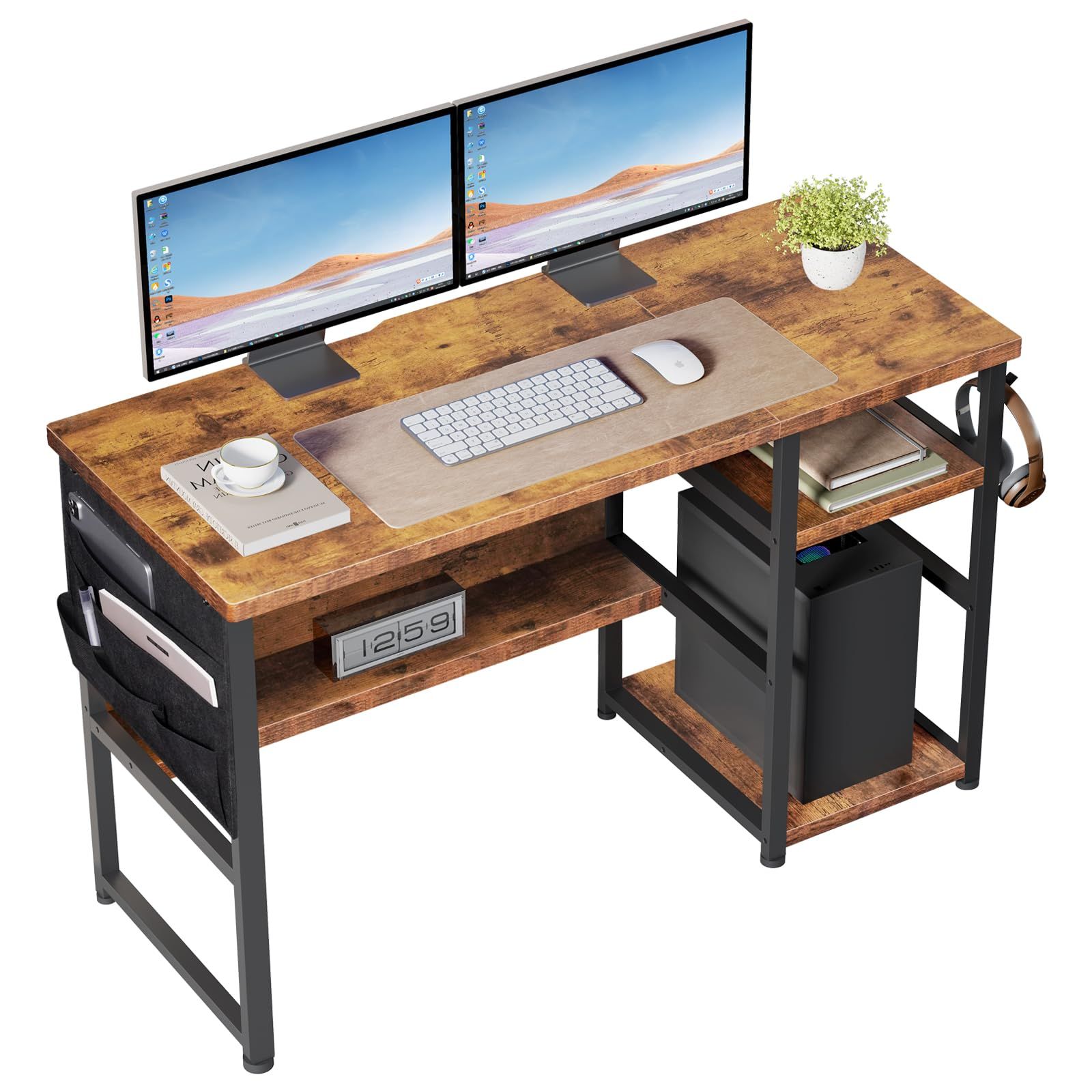【人気商品】作業机 棚付きデスク 事務机 ラック付きデスク ラック付きデスク computer desk 幅120*50cm 勉強机 作業台 パソコンデスク 学習机  ゲーミングデスク つくえ 子 pcデスク  棚付きデスク