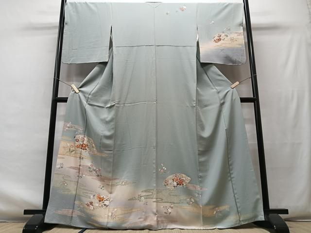 平和屋着物□訪問着 駒刺繍 地紙花文 暈し染め 金銀彩 鈴乃屋