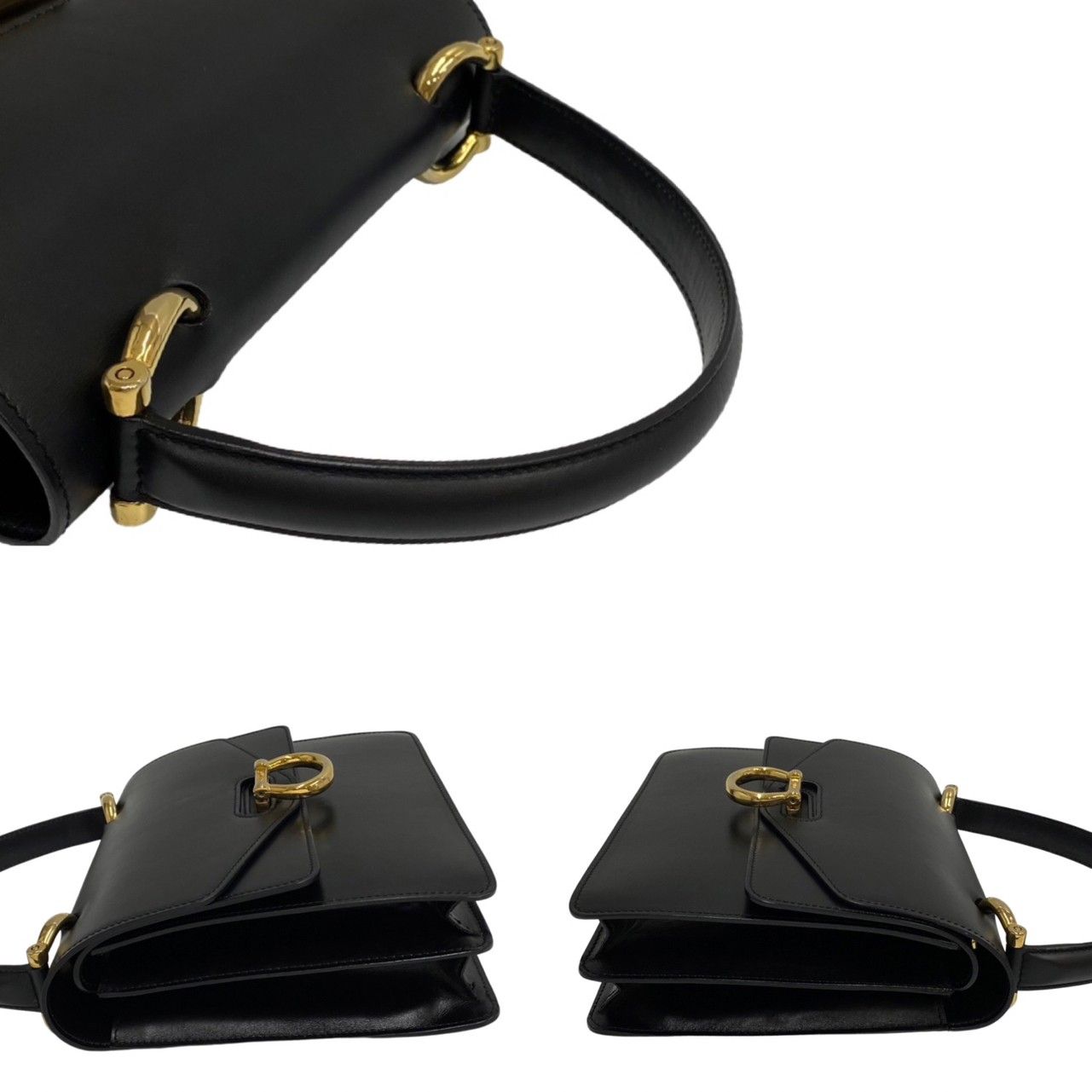 極 美品 CELINE セリーヌ ヴィンテージ ロゴ 金具 ダブルフラップ 