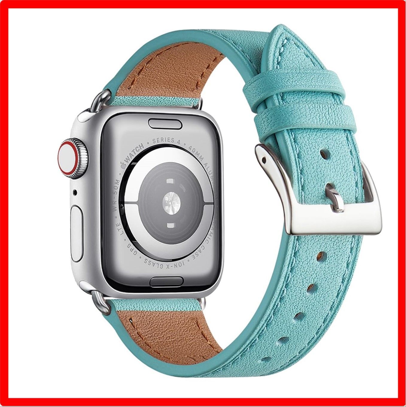 新作，品質保証 【送料無料 】スカイブルー/シルバーバックル_42/44/45/49mm コンパチブル Apple Watch バンド アップルウォッチ バンド 本革製 レザー その他