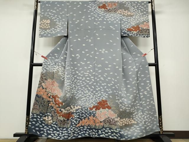平和屋着物●訪問着　刺繍　草花尽くし　暈し染め　金彩　正絹　逸品　CAAX4446ut 平和屋着物○訪問着 刺繍 草花尽くし 暈し染め 金彩 正絹 逸品