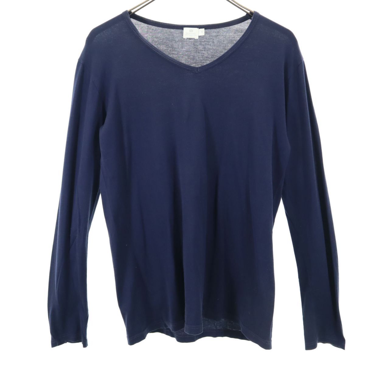 サンスペル イングランド製 長袖 Vネック Tシャツ S ネイビー SUNSPEL メンズ 古着 【240313】 メール便可