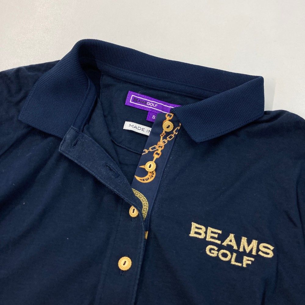 サイズ：S BEAMS GOLF ビームスゴルフ 長袖ポロシャツ ネイビー