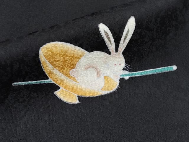 平和屋本店□極上 小紋 兎 黒地 逸品 CYAA1986s5 - メルカリ