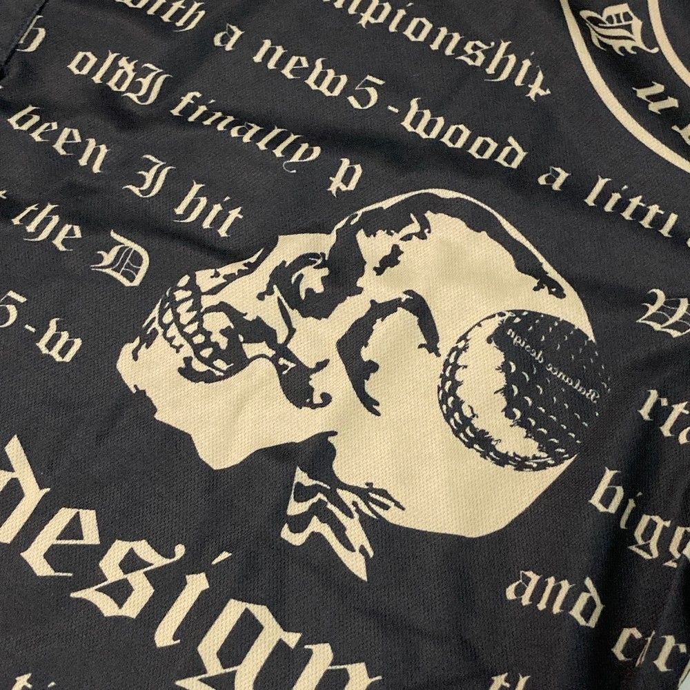 〈balance design バランスデザイン〉ビッグ BG 23 サークル プリント スカルワッペン ラインストーン付 ストレッチ パンツ イエロー 40 サイズ：LLL BALANCE DESIGN バランスデザイン 半袖ポロシャツ 総柄