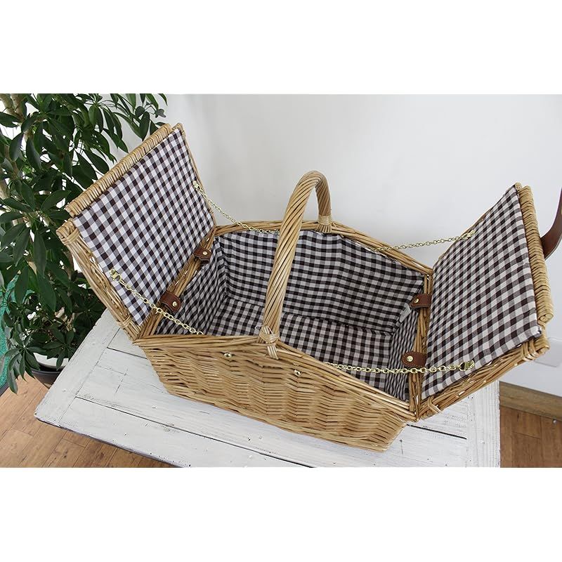 キャプテンスタッグ ピクニック バスケット ハウス UT-1002 ブラウン 約 幅45×奥行29×高さ25 38cm 0