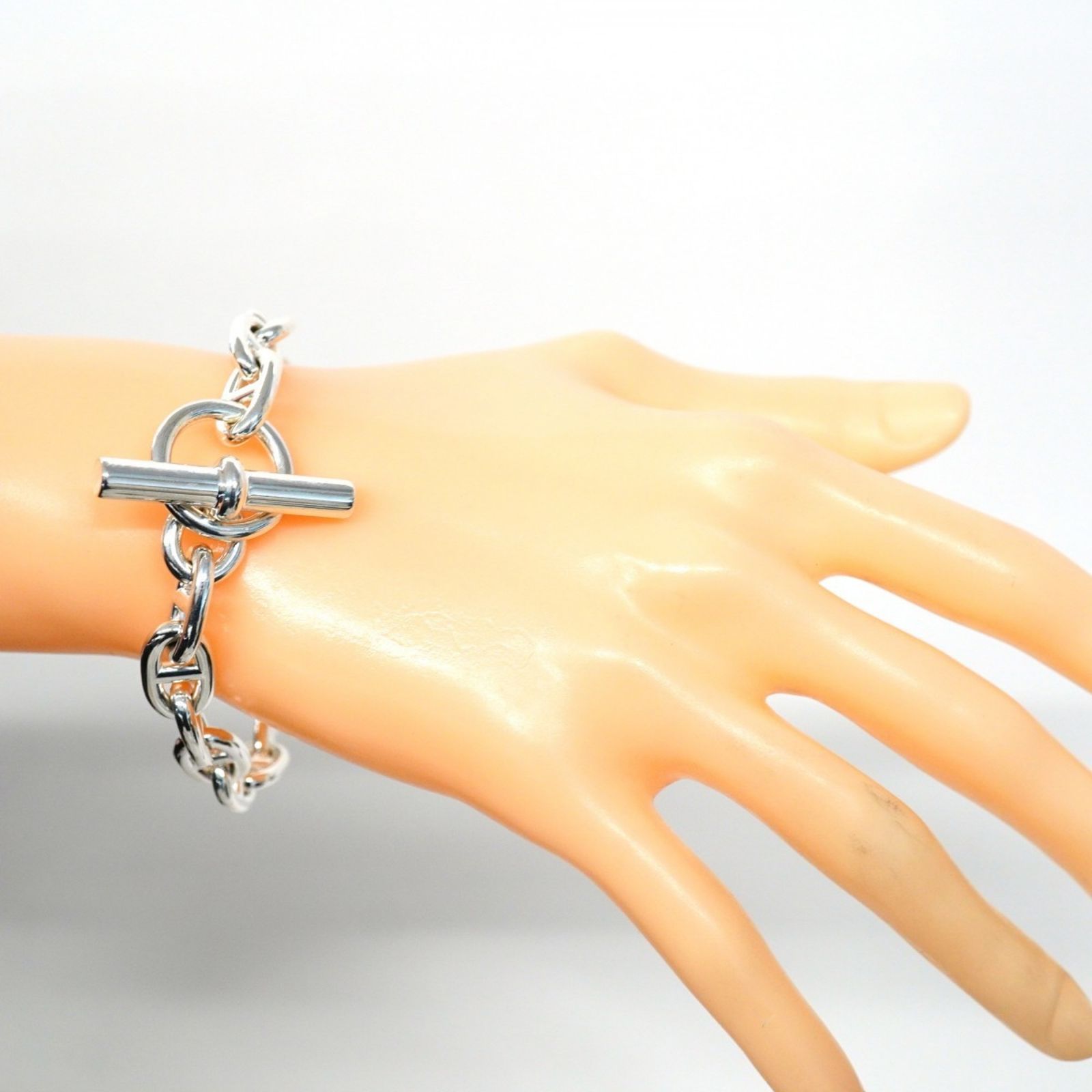 大人気HERMESシェーヌダンクルMM16コマブレスレットエルメスシルバー