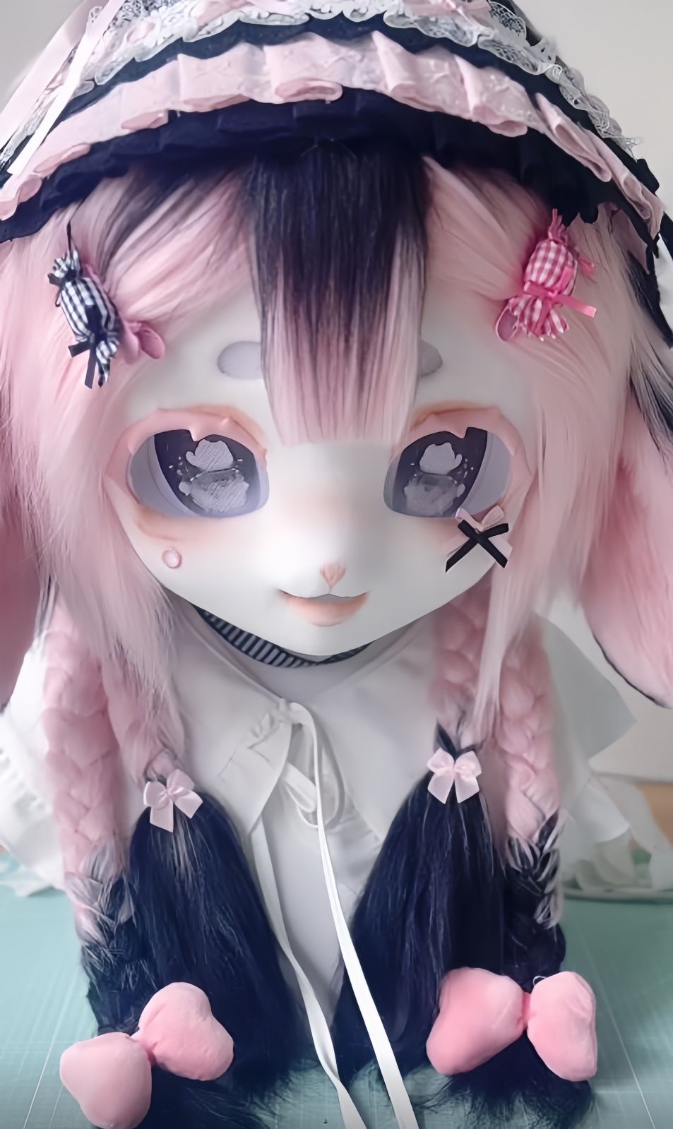 着ぐるみヘッド kigurumi NO.138 うさぎ ピンク 垂れ耳 ファー