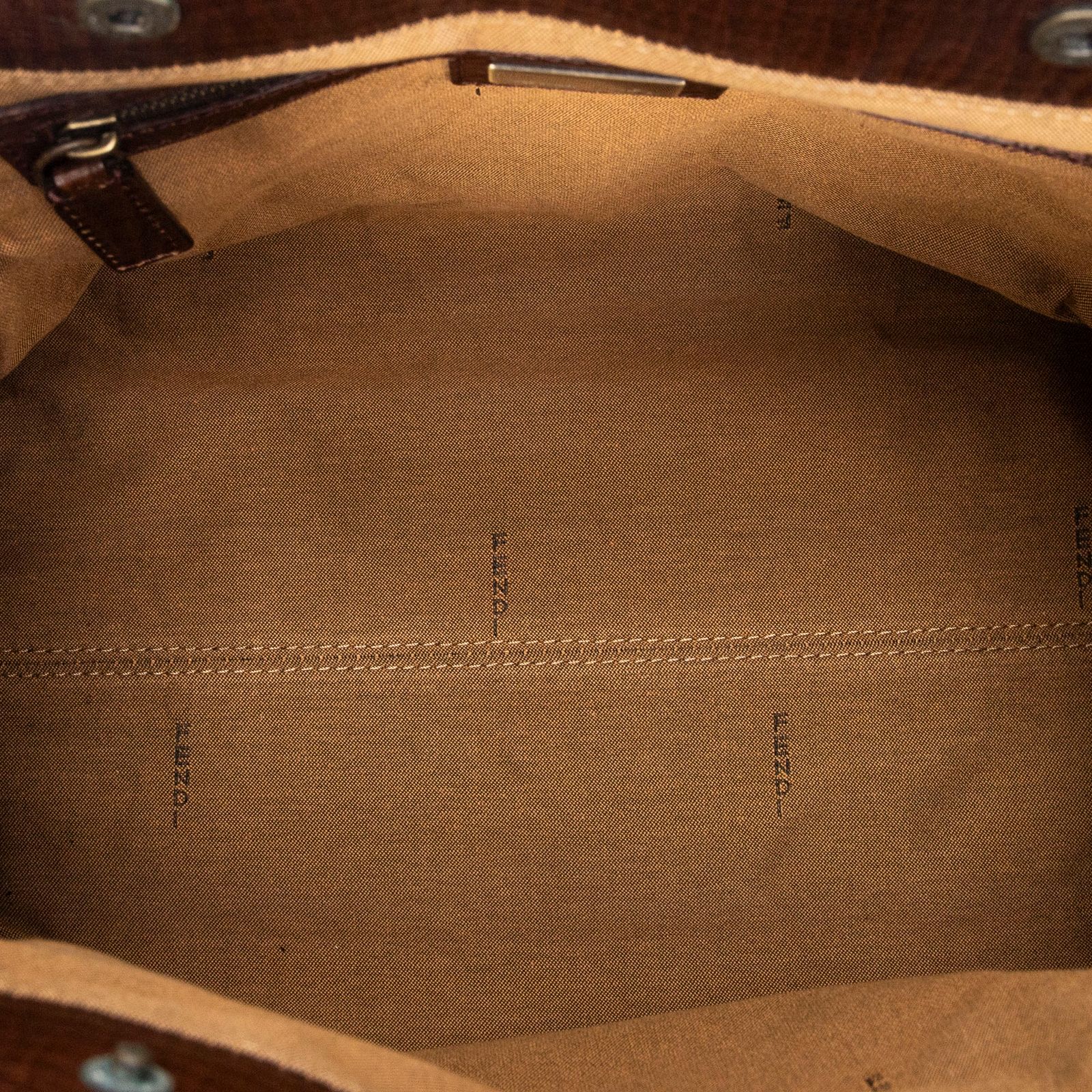 フェンディ小デュジュールトート茶色ズッカキャンバスA