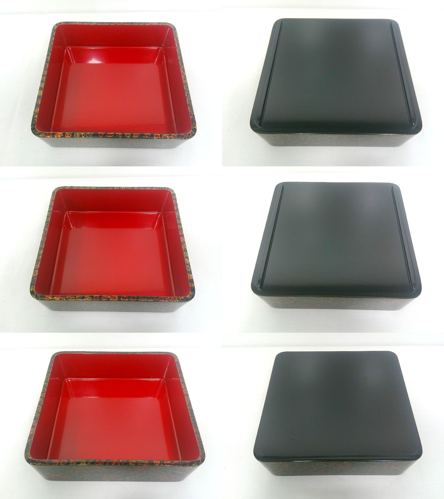 s25g-260kn【中古】津軽塗 お重 3段重箱 唐塗り 箱付き 楽天市場