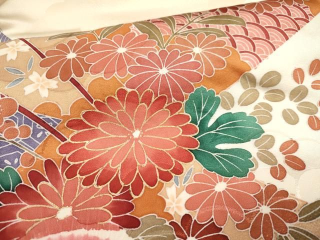 平和屋着物○豪華振袖 総絞り 流水草花文 正絹 逸品 CAAX5737gh