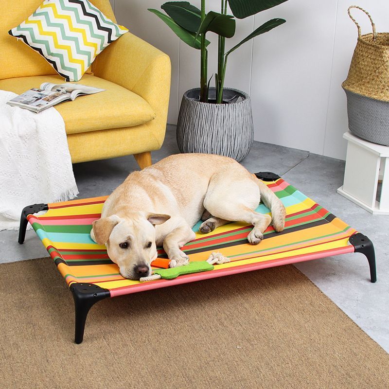 高架式犬用ベッド 犬用 脚付き コット キャンプベッド 屋外犬用ベッド 高架式冷却ペット 用ベッドペットベッド 取り外し な天蓋 ポータブル 折りたたみ式 猫用ベッド 室内 室外 猫の寝床68*52*13