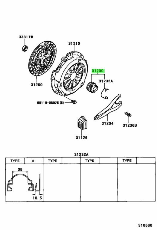 トヨタ TOYOTA 純正 アルテッツァ GXE10 クラッチ レリーズベアリング ASSY パーツ エンジン タイヤ バンパー 検索 マフラー