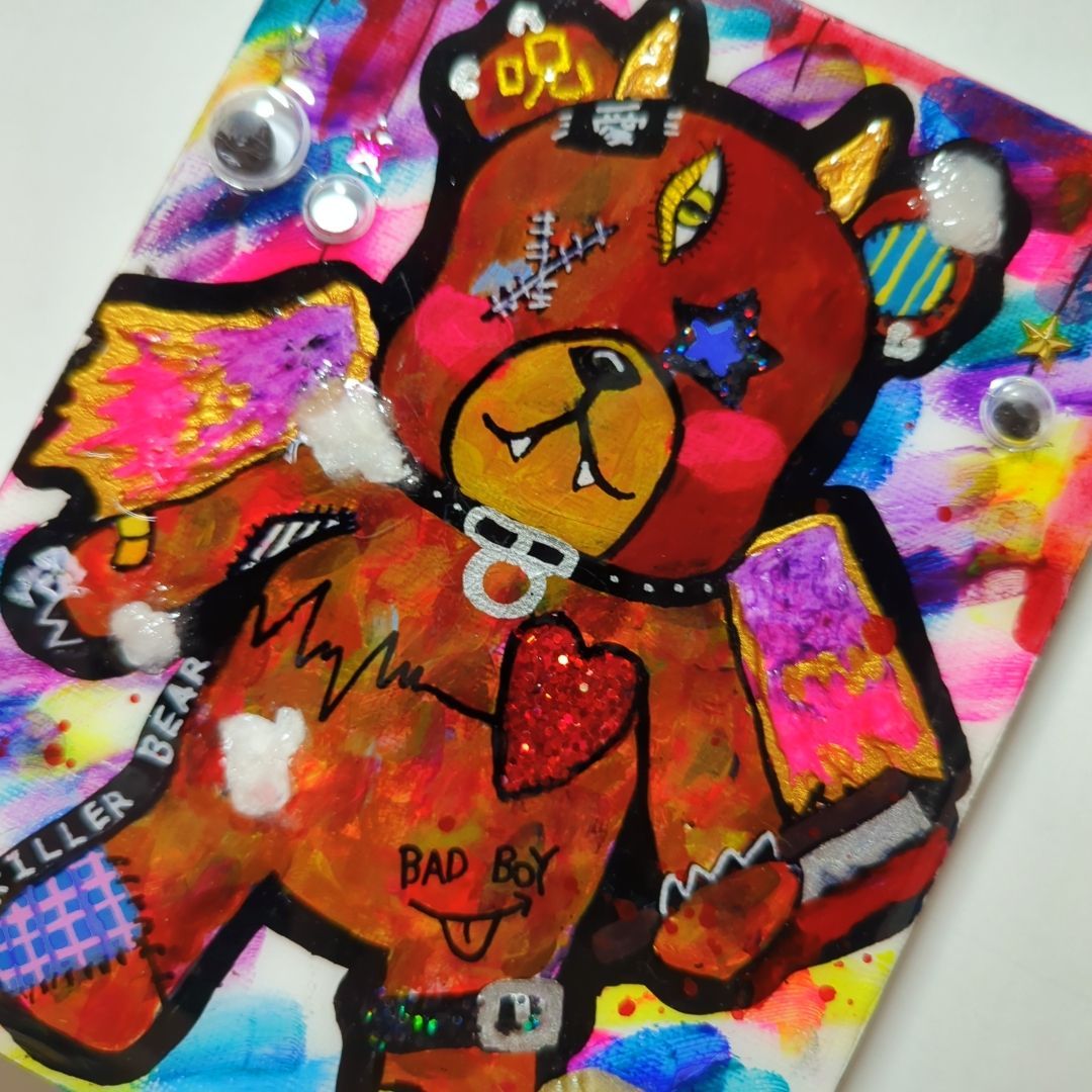 一点物イラストアート】Killer Bear2【F0号】現代アート 美術品