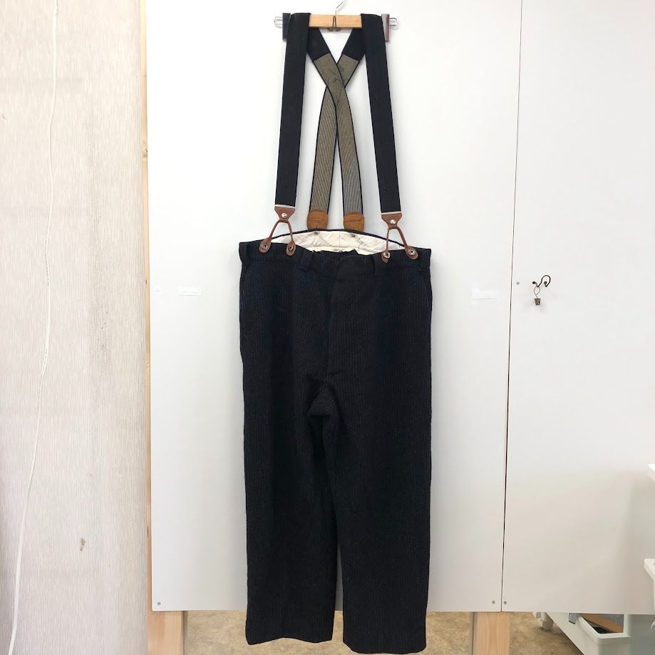 70’s Woolrich 白タグ 70年代 ウールリッチ ウールパンツ サスペンダー ヴィンテージ ツイード ストライプ メンズ ブラック