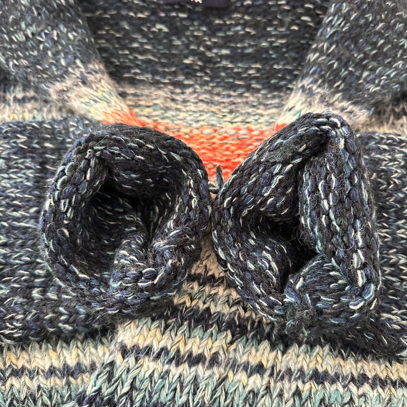 45R アルパカ混 ニット ガウンカーディガン マルチカラーボーダー