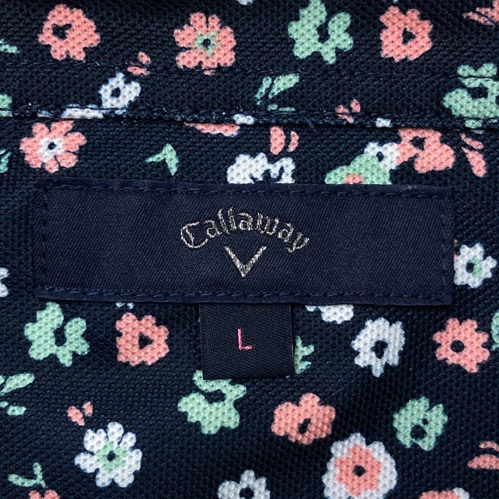 サイズ：L CALLAWAY キャロウェイ 半袖ポロシャツ 花柄 ネイビー
