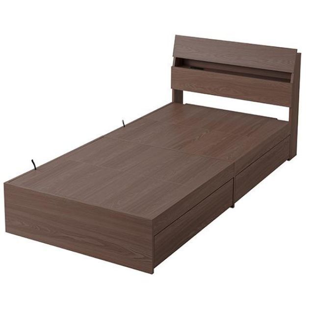 アイリスオーヤマ 収納 ベッド シングル STBS-S ウォールナット 木目調 収納ベッド ベッド下 ベッドフレーム フレーム