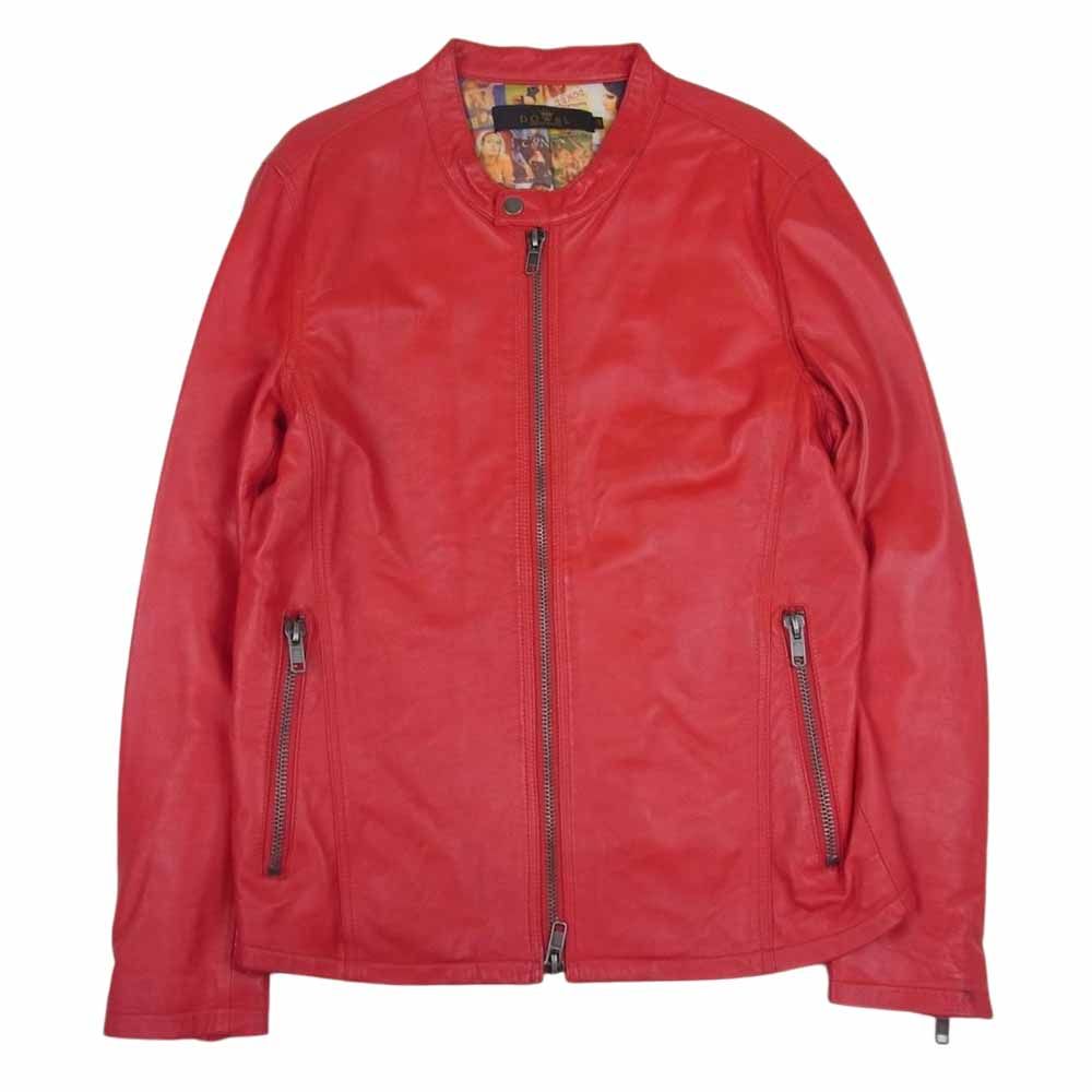 ダブルシングルライダースジャケット赤DOWBL