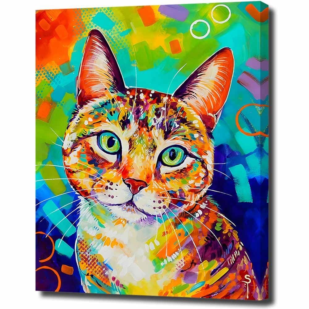人気商品】猫 動物 W30cm H40cm アートフレーム 絵画 キャンバス