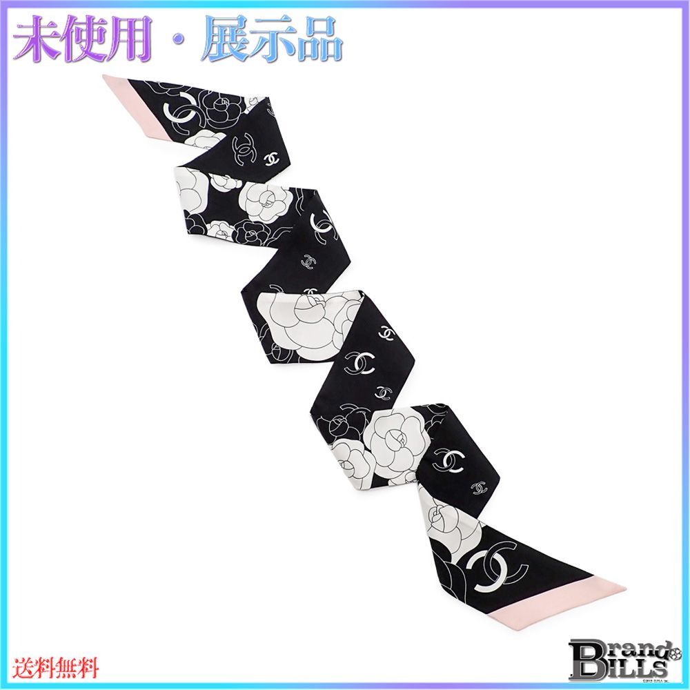 ★CHANEL★ スカーフ 大判 カメリア リボン シルク ミルキーピンク ☆CHANEL☆ スカーフ 大判 カメリア リボン シルク ミルキーピンク