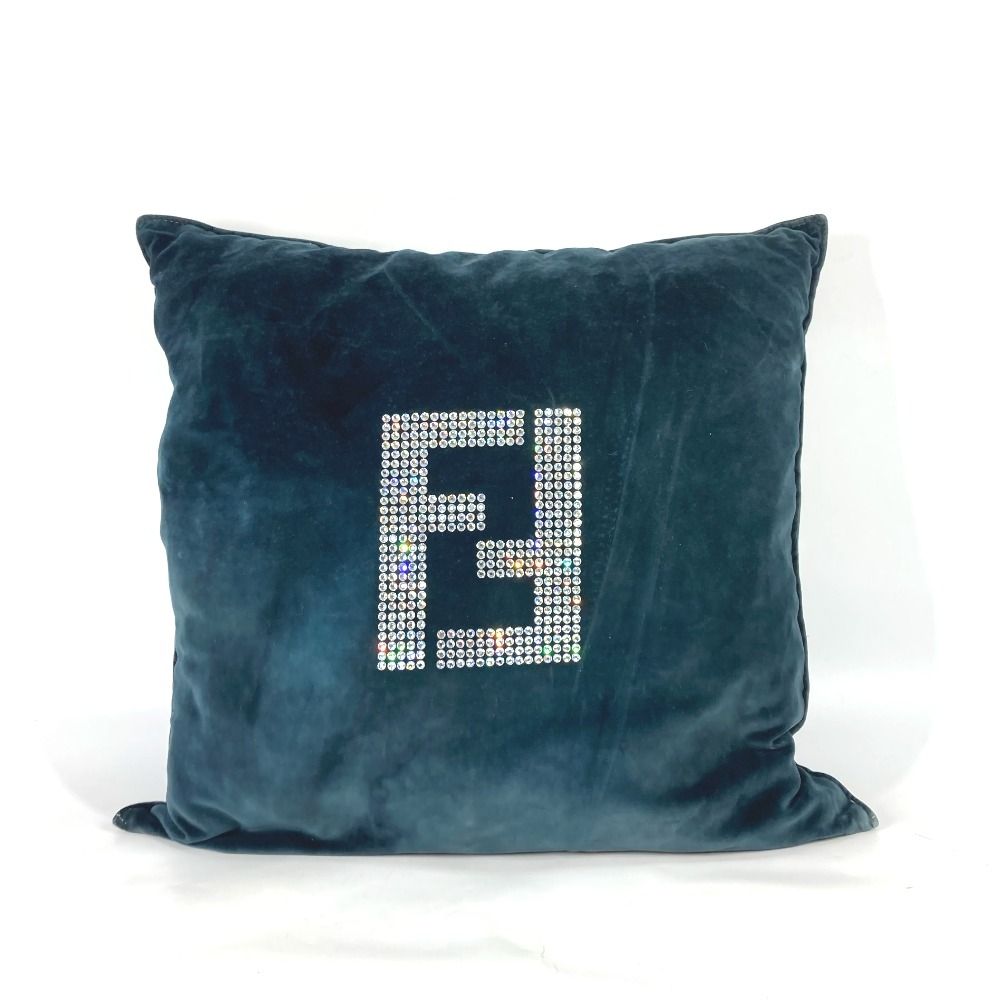 FENDI フェンディ クッション ラインストーン ロゴ コットン