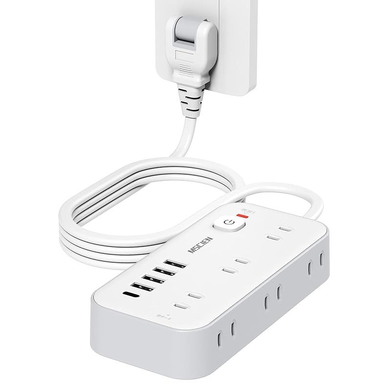 Mscien 延長コード 2m 電源タップ タコ足配線 電源コード 6個AC口 4個USB-A 1個USB-C 電源タップ usb スイッチ付き 雷ガード 横差し 蛸足コンセント タップ コンセント 分岐 たこあし oa マルチタップ 