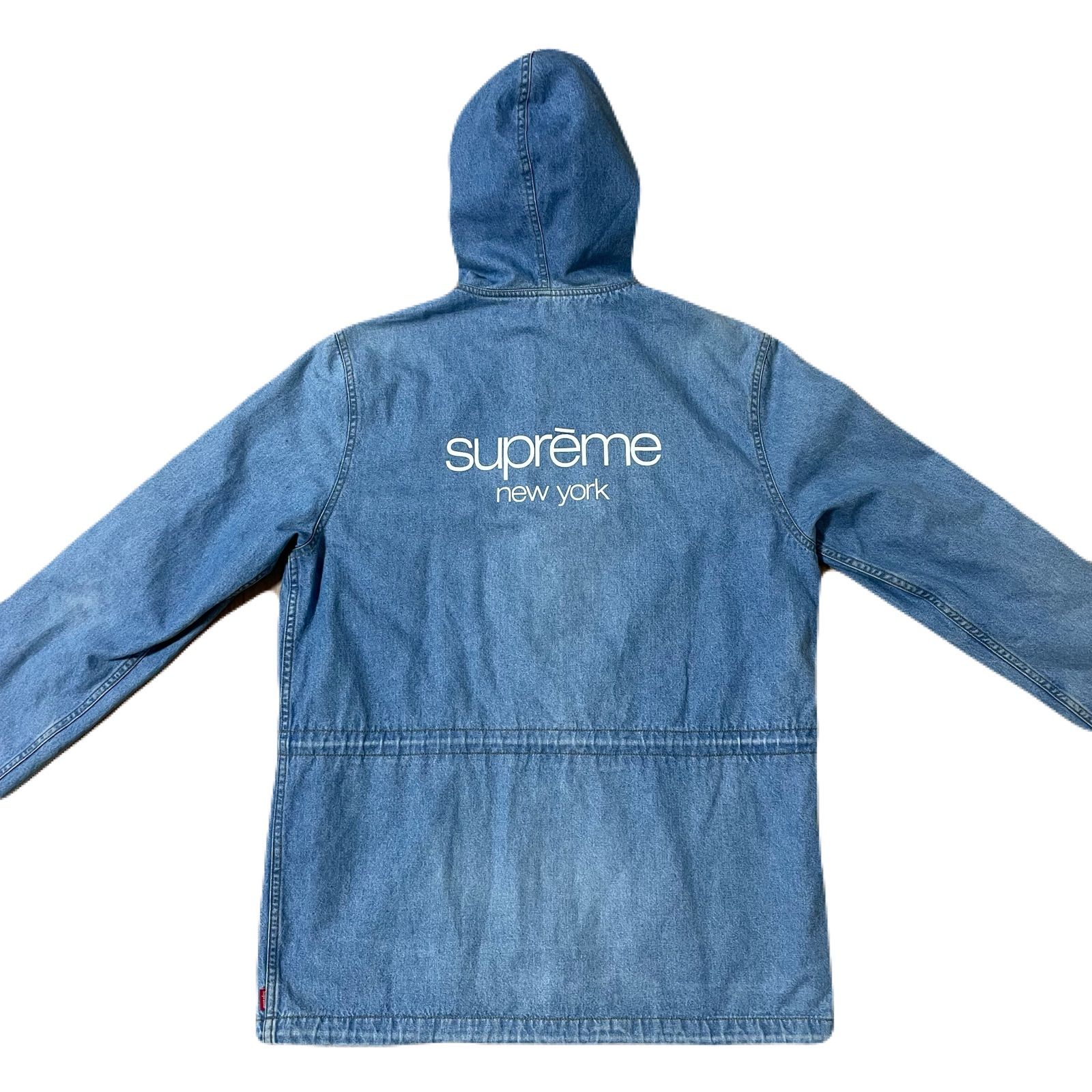 supreme 14ss hooded denim parka クラシックロゴ Supreme 14ss Classic Logo Hooded Denim Parka - メルカリ