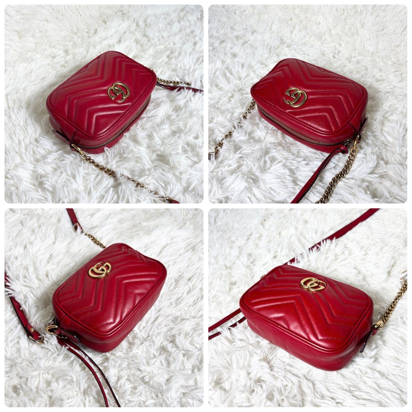 極美品】Gucci グッチ マーモント キルティング カメラバッグ ゴールド 