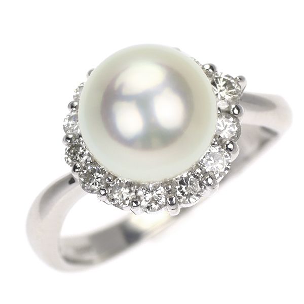 Pt900 アコヤ真珠 ダイヤモンド リング 径約9.5mm D0.61ct - メルカリ 