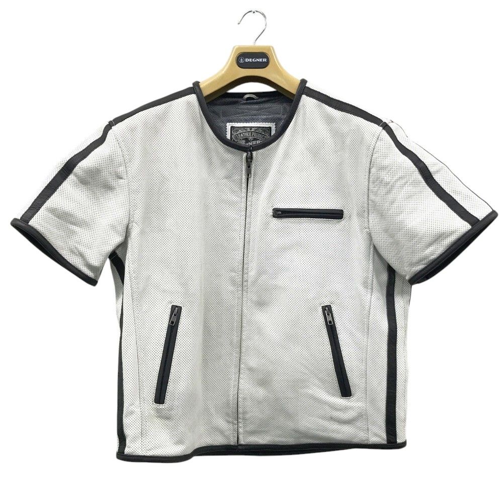 DEGNER デグナー 半袖 パンチングレザージャケット ホワイト系