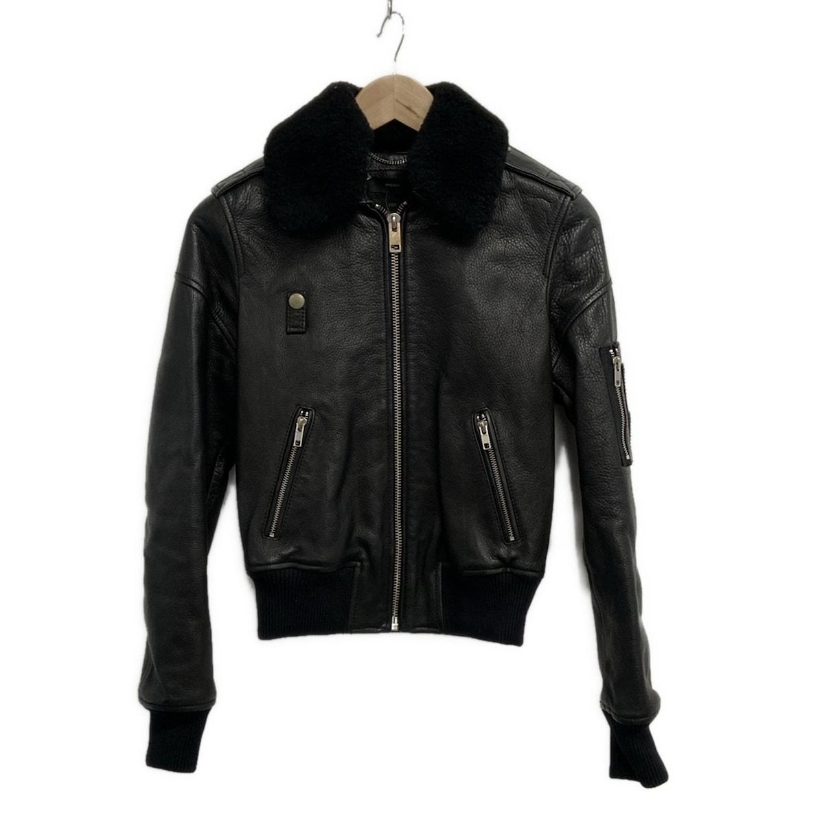 DIESEL(ディーゼル) ブルゾン サイズXS レディース - 黒 長袖/レザー/ジップアップ/秋 - メルカリ
