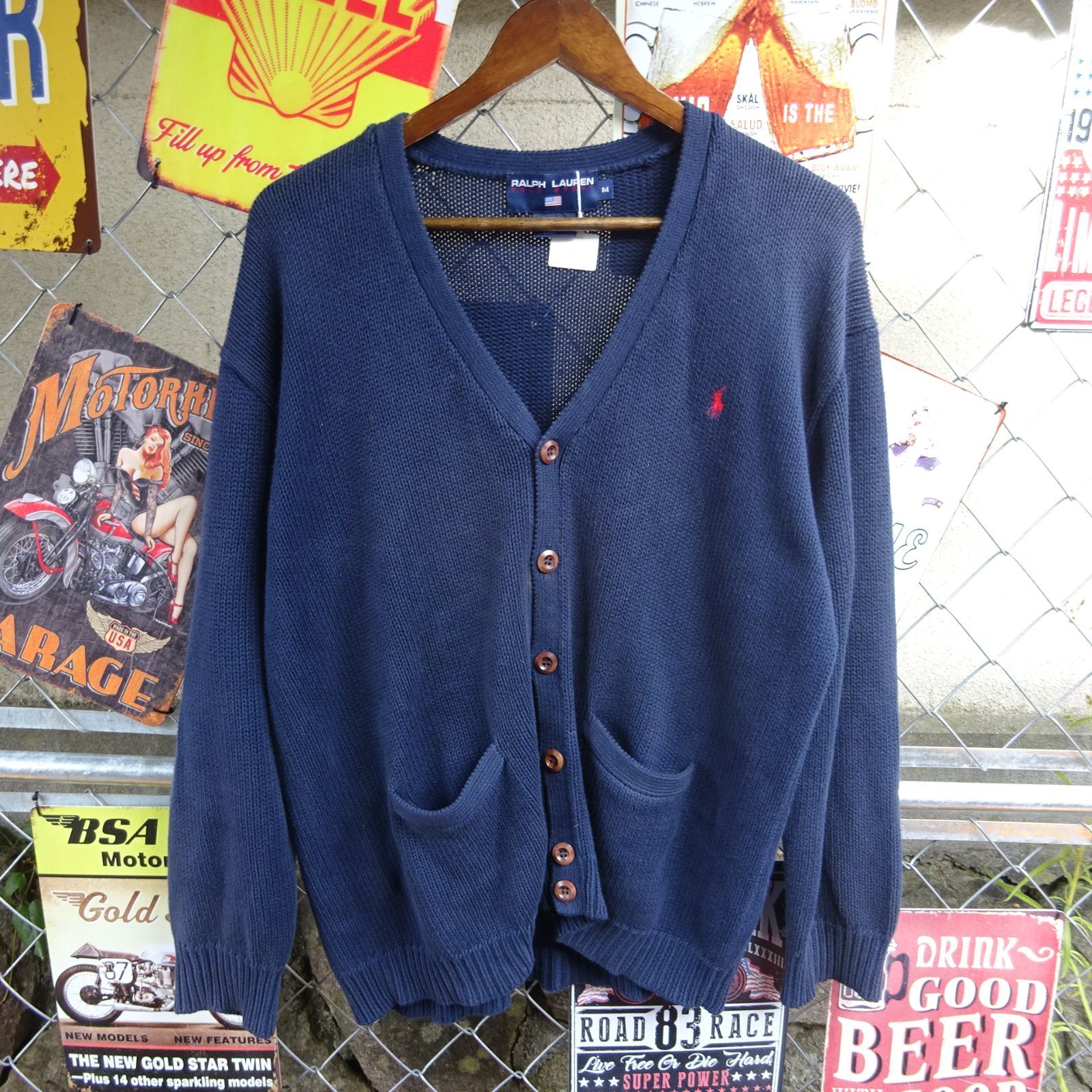 ✨美品♡ポニー刺繍✨ラルフローレン　カーディガン ネイビー　ロゴボタン　薄手 POLO SPORT ポロ スポーツ ラルフ ローレン カーディガン M