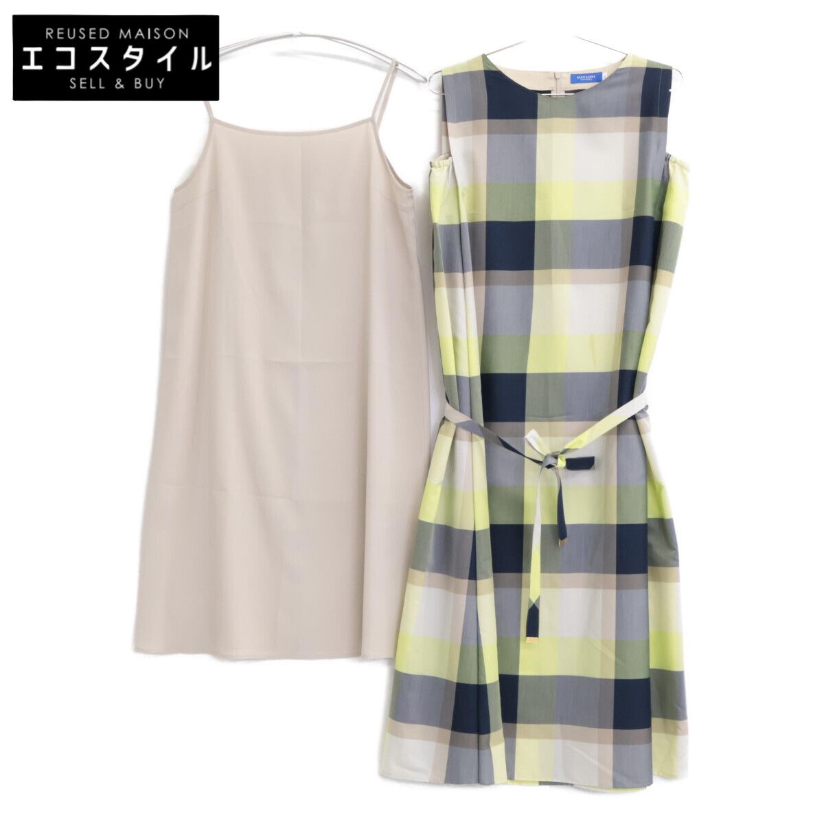 ブルーレーベルクレストブリッジ⭐︎チェックライトクロッシングツイルマキシドレス クレストブリッジチェックライトクロッシングツイルシャツドレス