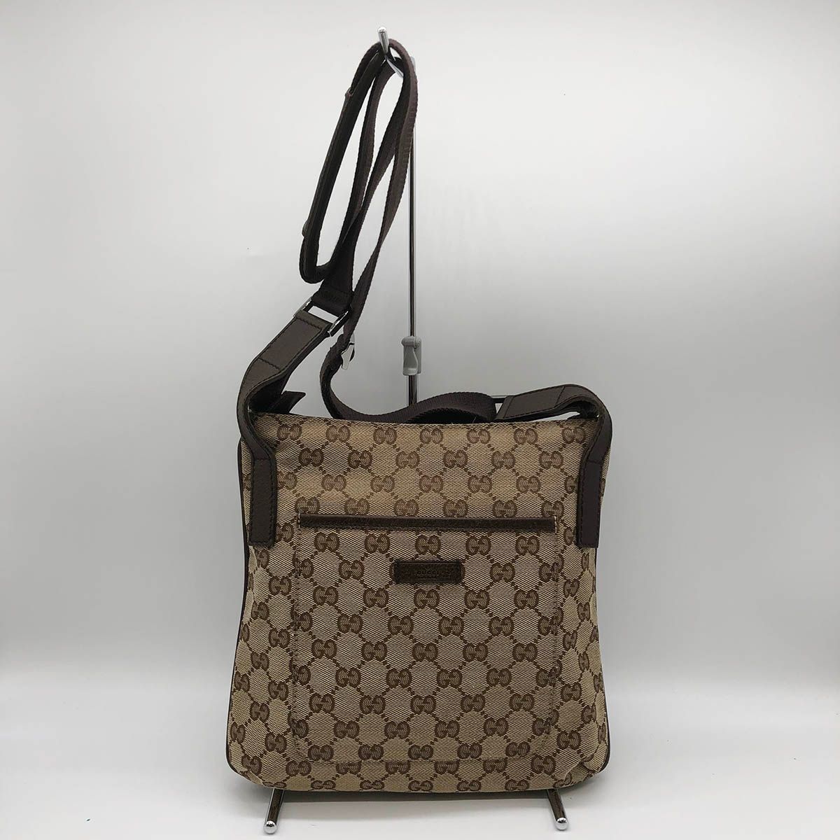 USED』 GUCCI グッチ 122798 GGキャンバス ショルダーバッグ ブラウン  