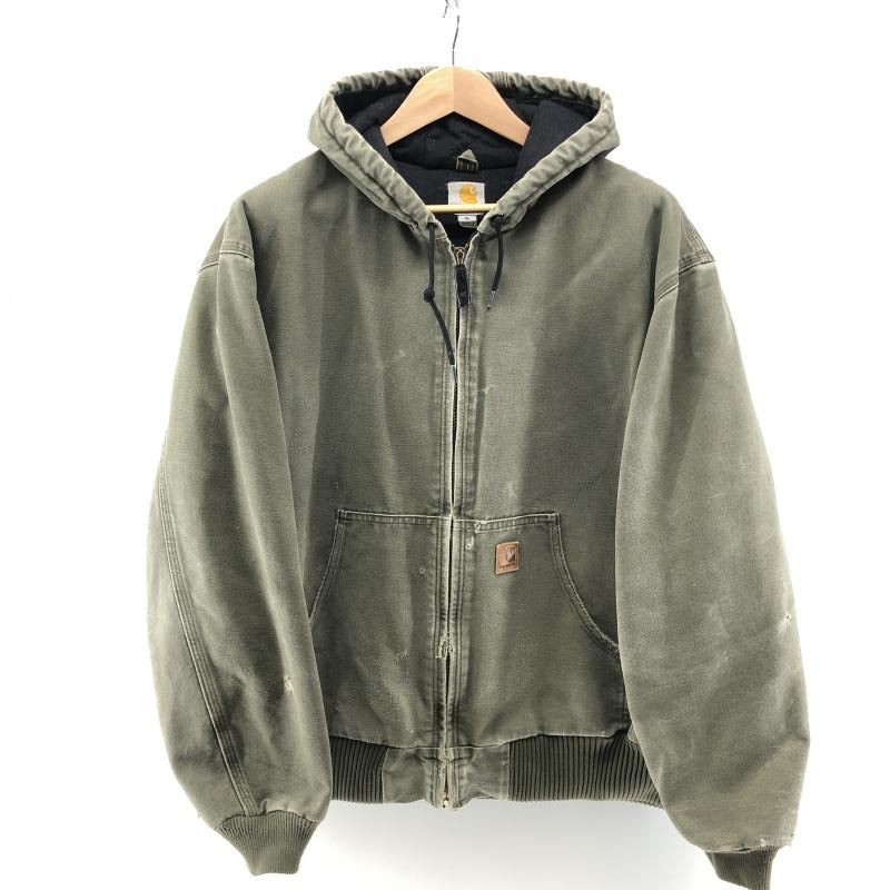 【中古】Carhartt 13年 メキシコ製 アクティブジャケット モスグリーン XL 状態 ジップ破損 社外品 カーハート[24]