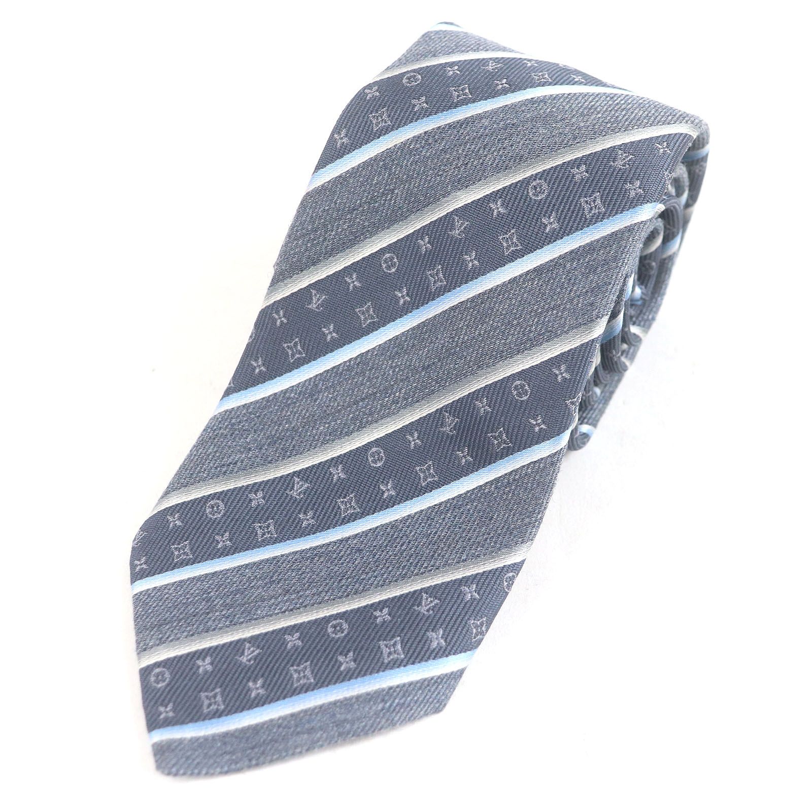 極美品　LOUIS VUITTON シルク ネクタイ グレー LV ダミエ LOUIS VUITTON（ルイ・ヴィトン） シルクネクタイ クラヴァット
